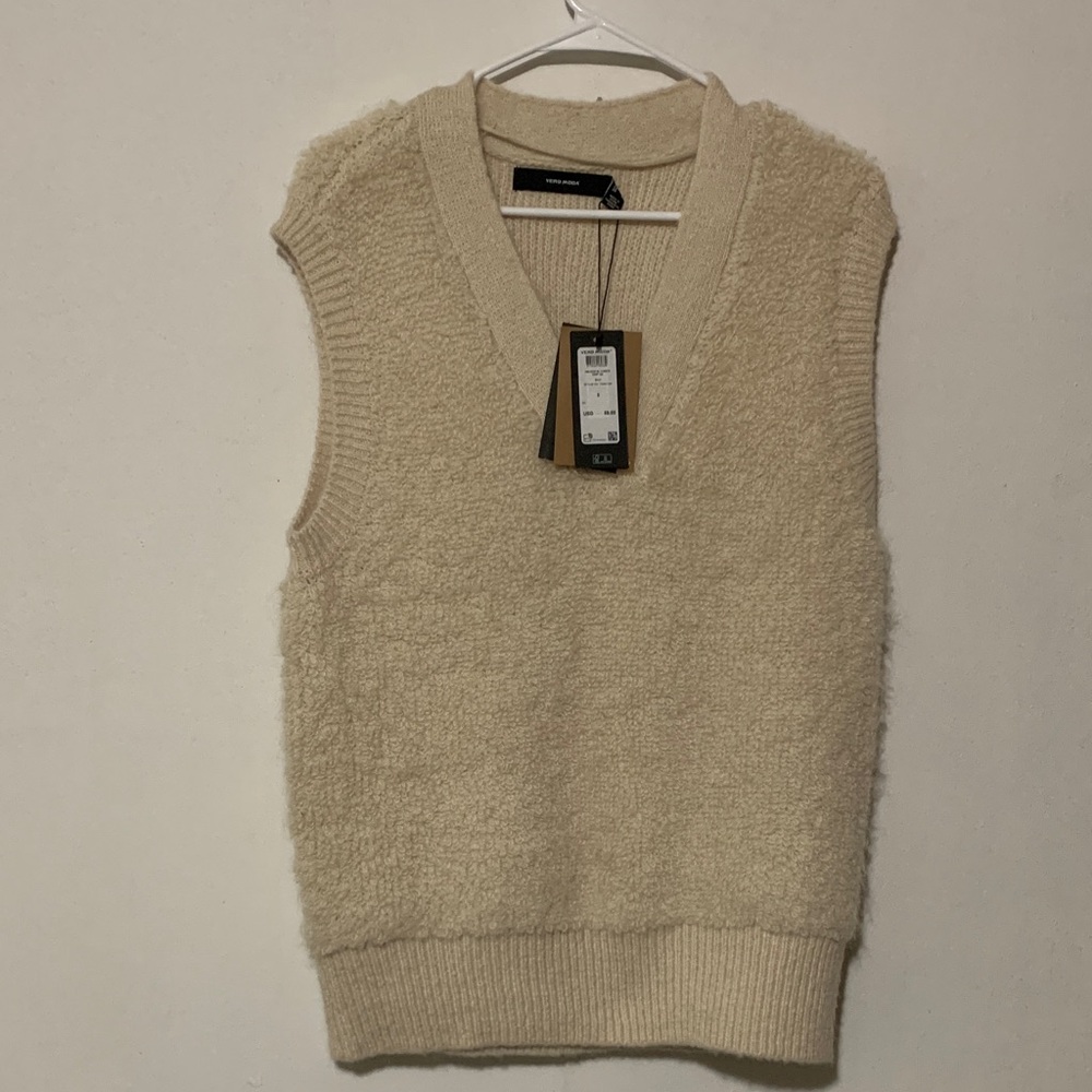 Vero Moda Cream Textured Knit Vest NWT